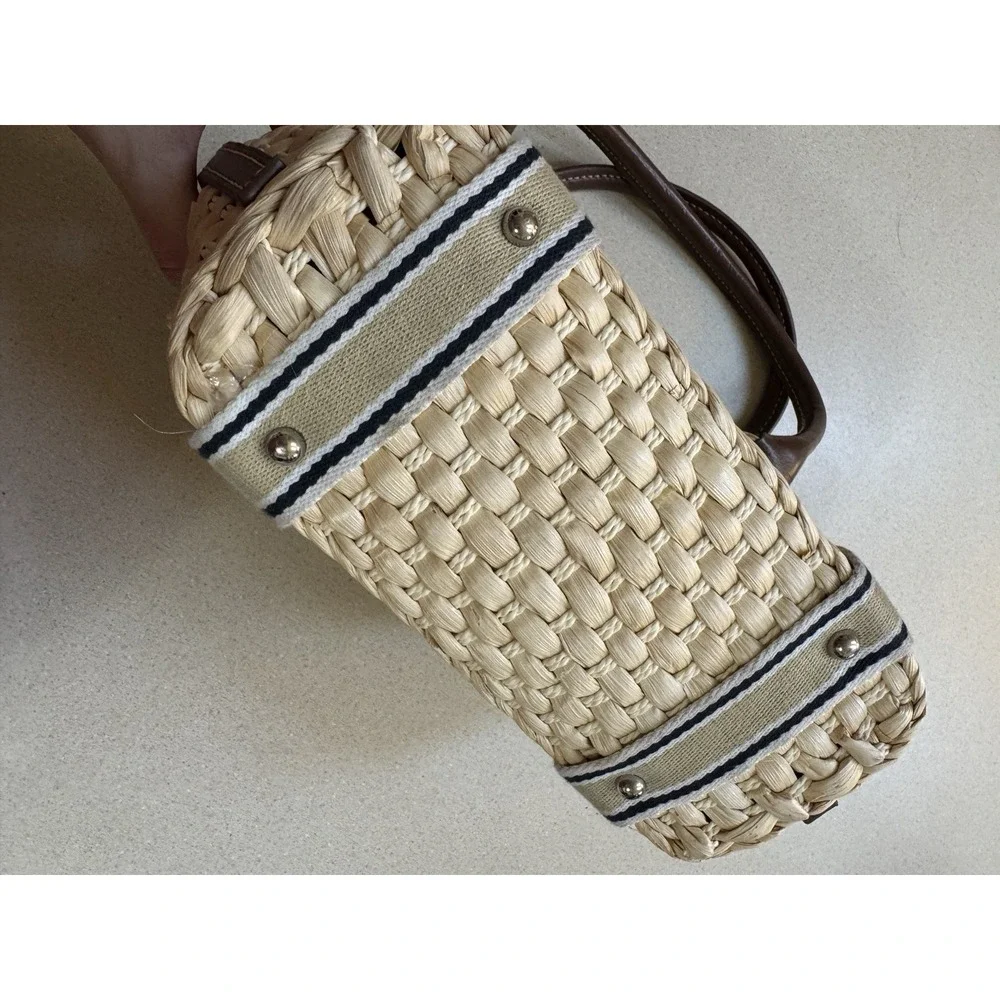 Chaps Vintage Y2K Woven Straw Raffia Summer Vacation Resort Tote Shoulder Bag